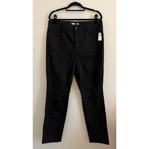 nwt: high rise power slim straight destructed jeans